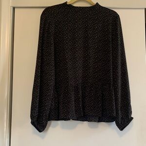 LOFT Black and White Speckled Blouse